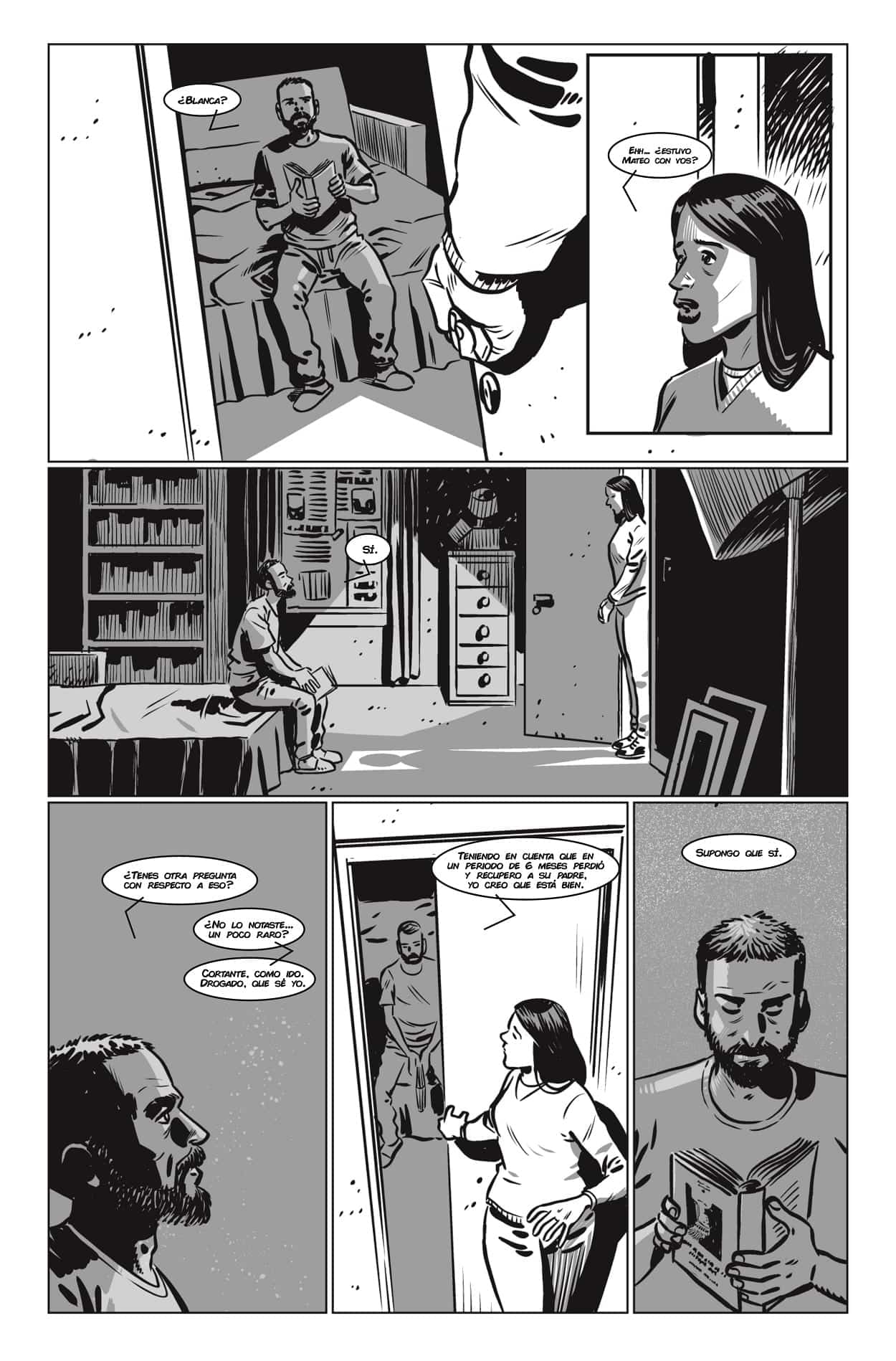 Interior del cómic Habitantes, antología de terror y suspenso urbano publicada por Noir Ediciones.