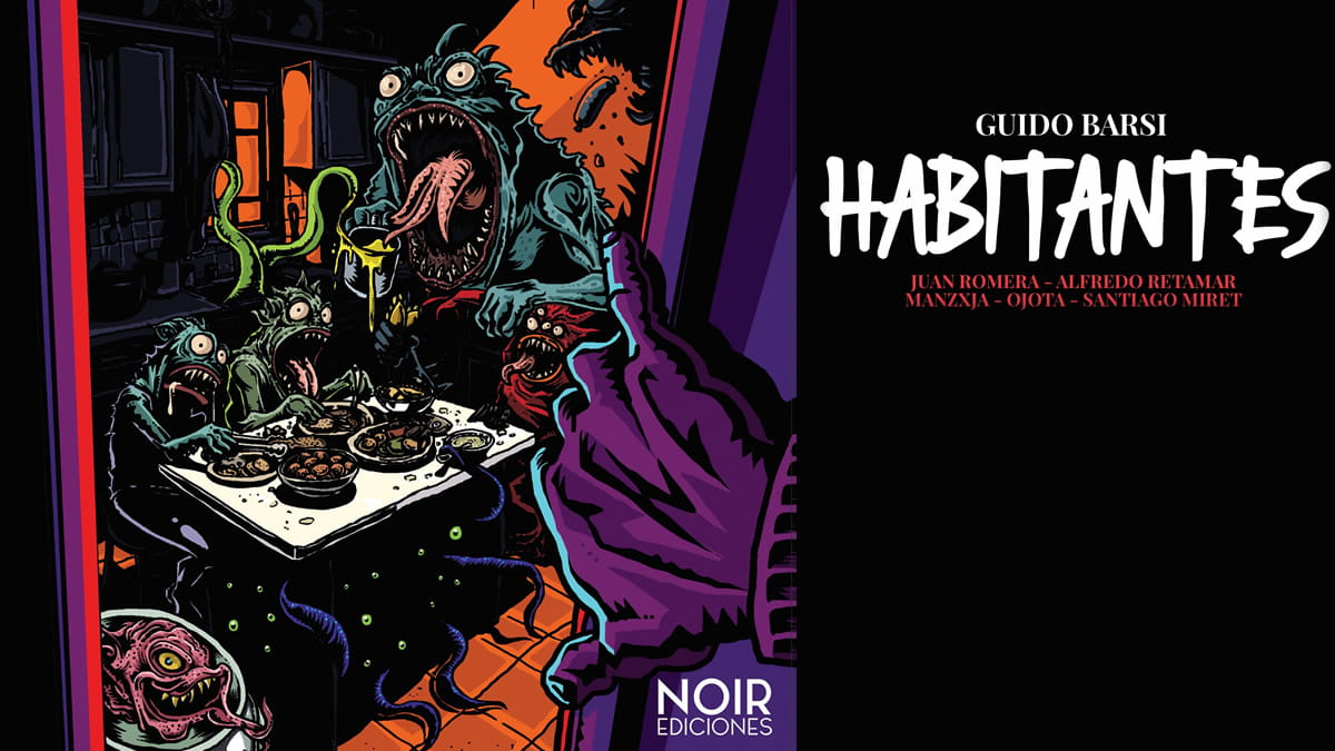 Portada del cómic Habitantes, antología de terror y suspenso urbano publicada por Noir Ediciones.